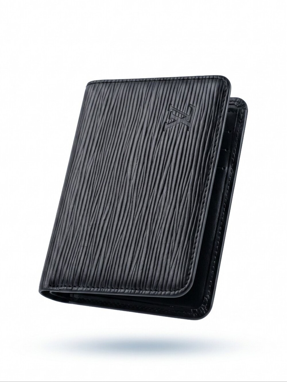 Vintage Louis Vuitton Epi Bi Fold Black Leather ID Card Holder Malletier EUC